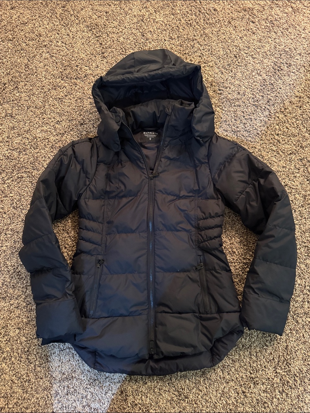 Athleta Black Hooded Quilted Puffer - DownTown Jacket
